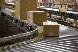 Boxes in a fulfilment centre